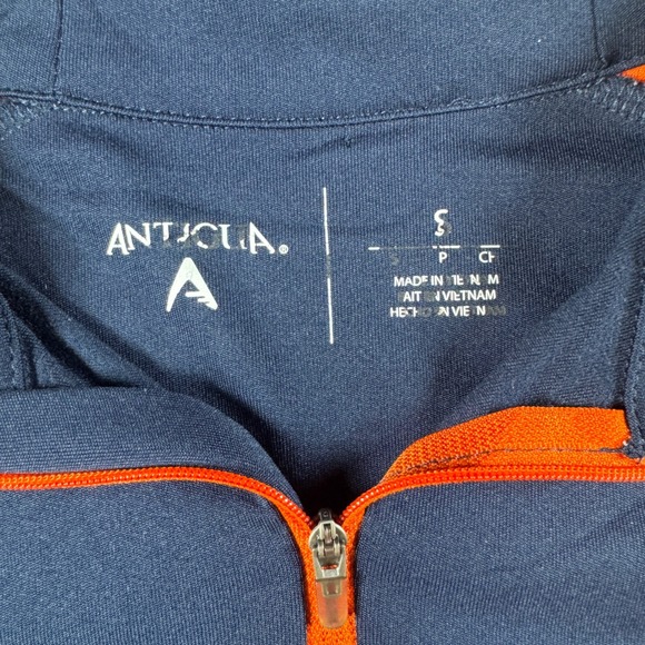 Antigua Chicago Bears Mens Small Quarter Zip Pullover Navy Blue Orange NFL - Picture 3 of 11